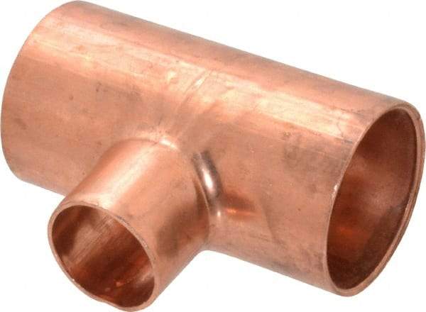 Mueller Industries - 1-1/4 x 1-1/4 x 3/4" Wrot Copper Pipe Tee - C x C x C, Solder Joint - Exact Tool & Supply