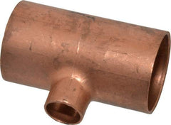 Mueller Industries - 1-1/4 x 1-1/4 x 1/2" Wrot Copper Pipe Tee - C x C x C, Solder Joint - Exact Tool & Supply