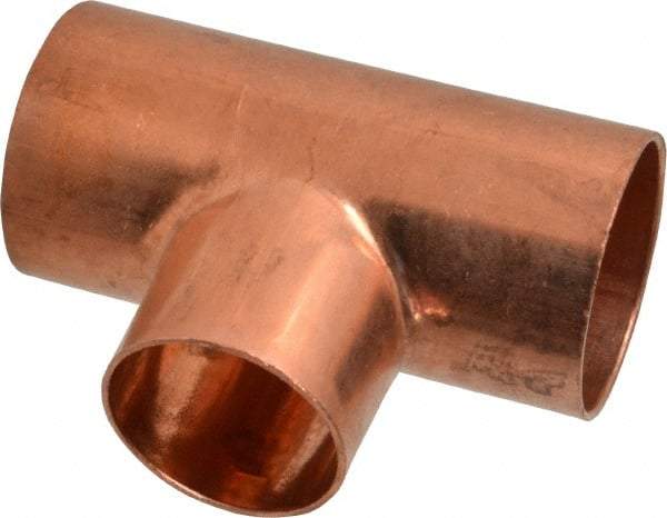 Mueller Industries - 1-1/2 x 1-1/2 x 1-1/4" Wrot Copper Pipe Tee - C x C x C, Solder Joint - Exact Tool & Supply