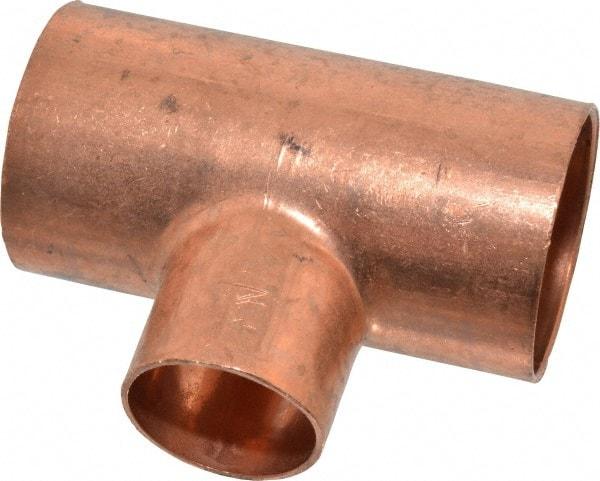 Mueller Industries - 1-1/2 x 1-1/2 x 1" Wrot Copper Pipe Tee - C x C x C, Solder Joint - Exact Tool & Supply