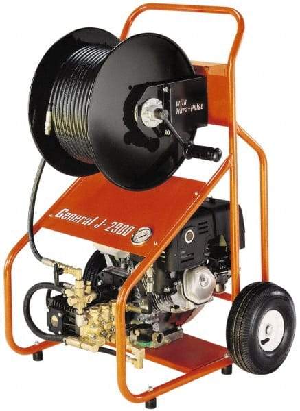General Pipe Cleaners - Gas Jet Battery Drain Cleaning Machine - For 3" to 8" Pipe, 200' Cable - Exact Tool & Supply