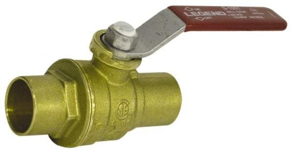 Legend Valve - 3" Pipe, Full Port, Brass Standard Ball Valve - Inline - One Way Flow, Soldered x Soldered Ends, Lever Handle, 400 WOG, 150 WSP - Exact Tool & Supply