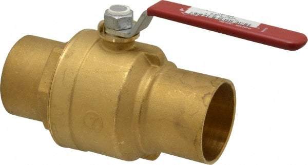 Legend Valve - 2" Pipe, Full Port, Brass Standard Ball Valve - Inline - One Way Flow, Soldered x Soldered Ends, Lever Handle, 600 WOG, 150 WSP - Exact Tool & Supply