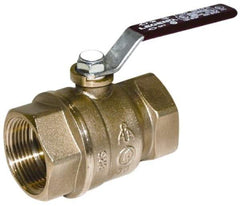 Legend Valve - 2-1/2" Pipe, Full Port, Brass Standard Ball Valve - Inline - One Way Flow, FNPT x FNPT Ends, Lever Handle, 400 WOG, 150 WSP - Exact Tool & Supply