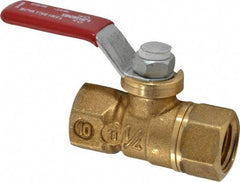 Legend Valve - 1/4" Pipe, Full Port, Brass Standard Ball Valve - Inline - One Way Flow, FNPT x FNPT Ends, Lever Handle, 600 WOG, 150 WSP - Exact Tool & Supply