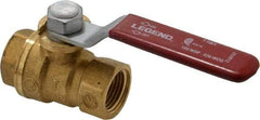 Legend Valve - 3/8" Pipe, Full Port, Brass Standard Ball Valve - Inline - One Way Flow, FNPT x FNPT Ends, Lever Handle, 600 WOG, 150 WSP - Exact Tool & Supply