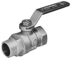 Legend Valve - 1/2" Pipe, Large Port, Brass Standard Ball Valve - Inline - One Way Flow, MNPT x FNPT Ends, Lever Handle, 600 WOG, 150 WSP - Exact Tool & Supply