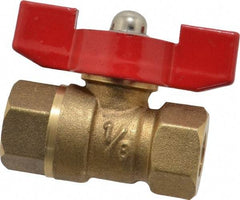 Midwest Control - 1/8" Pipe, Brass Miniature Ball Valve - Inline - One Way Flow, FNPT x FNPT Ends, Tee Handle, 600 WOG, 150 WSP - Exact Tool & Supply