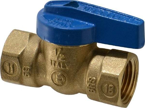 Legend Valve - 1/2" Pipe, Brass, Straight without Side Tap, Gas Ball Valve - 175 psi WOG Rating, Wedge Handle, FNPT x FNPT End Connections, 1 Piece - Exact Tool & Supply