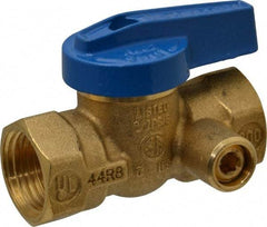 Legend Valve - 1/2" Pipe, Brass, Straight with Side Tap, Gas Ball Valve - 175 psi WOG Rating, Wedge Handle, FNPT x FNPT End Connections, 1 Piece - Exact Tool & Supply