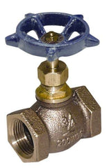 Legend Valve - 1-1/4" Pipe, FNPT Ends, Lead Free Brass Rising Stem Globe Valve - Lead Free Brass Disc, Threaded Bonnet, 200 psi WOG, 125 psi WSP, Class 125 - Exact Tool & Supply