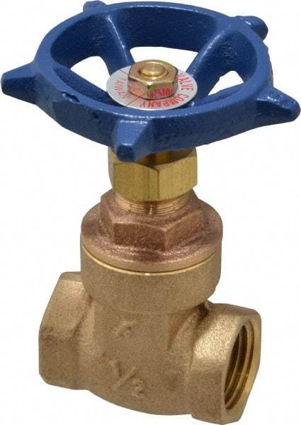 Legend Valve - 1/2" Pipe, Threaded Bronze Solid Wedge Stem Gate Valve - 200 WOG, 125 WSP, Screw-In Bonnet - Exact Tool & Supply