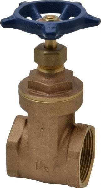 Legend Valve - 1-1/2" Pipe, Threaded Bronze Solid Wedge Stem Gate Valve - 200 WOG, 125 WSP, Screw-In Bonnet - Exact Tool & Supply