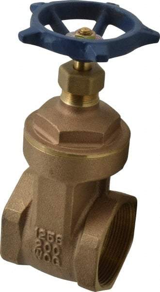Legend Valve - 2" Pipe, Threaded Bronze Solid Wedge Stem Gate Valve - 200 WOG, 125 WSP, Screw-In Bonnet - Exact Tool & Supply
