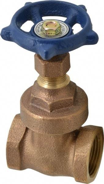 Legend Valve - 3/4" Pipe, Threaded Bronze Solid Wedge Stem Gate Valve - 200 WOG, 125 WSP, Screw Over Bonnet - Exact Tool & Supply