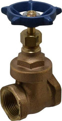 Legend Valve - 1" Pipe, Threaded Bronze Solid Wedge Stem Gate Valve - 200 WOG, 125 WSP, Screw Over Bonnet - Exact Tool & Supply