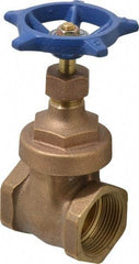 Legend Valve - 1-1/4" Pipe, Threaded Bronze Solid Wedge Stem Gate Valve - 200 WOG, 125 WSP, Screw Over Bonnet - Exact Tool & Supply
