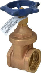 Legend Valve - 2" Pipe, Threaded Bronze Solid Wedge Stem Gate Valve - 200 WOG, 125 WSP, Screw Over Bonnet - Exact Tool & Supply