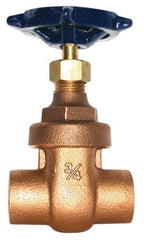 Legend Valve - 1-1/2" Pipe, Soldered Bronze Solid Wedge Stem Gate Valve - 200 WOG, 125 WSP, Screw Over Bonnet - Exact Tool & Supply
