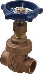 Legend Valve - 1/2" Pipe, Soldered Bronze Solid Wedge Stem Gate Valve - 200 WOG, 125 WSP, Screw Over Bonnet - Exact Tool & Supply