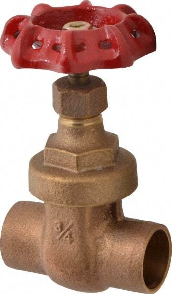 Legend Valve - 3/4" Pipe, Soldered Bronze Solid Wedge Stem Gate Valve - 200 WOG, 125 WSP, Screw Over Bonnet - Exact Tool & Supply