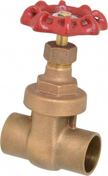 Legend Valve - 1" Pipe, Soldered Bronze Solid Wedge Stem Gate Valve - 200 WOG, 125 WSP, Screw Over Bonnet - Exact Tool & Supply