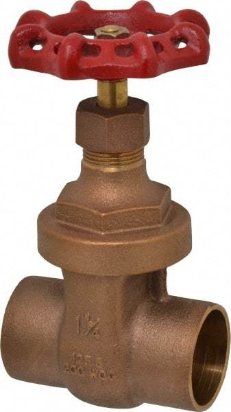 Legend Valve - 1-1/4" Pipe, Soldered Bronze Solid Wedge Stem Gate Valve - 200 WOG, 125 WSP, Screw Over Bonnet - Exact Tool & Supply