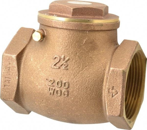 Legend Valve - 2-1/2" Brass Check Valve - Inline, FNPT x FNPT, 200 WOG - Exact Tool & Supply