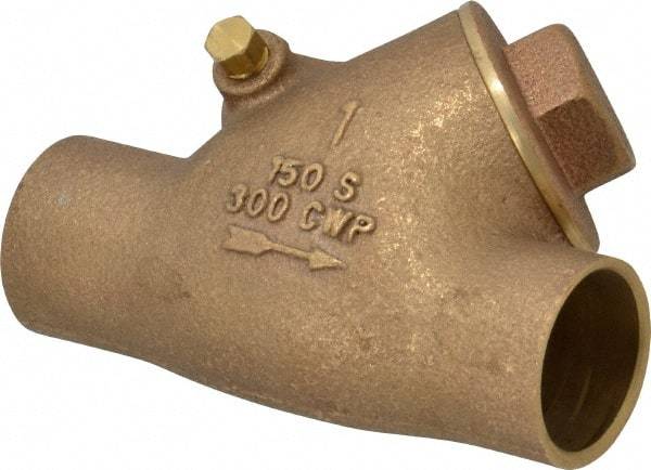 Legend Valve - 1" Bronze Check Valve - Y-Pattern, Soldered x Soldered, 300 WOG - Exact Tool & Supply