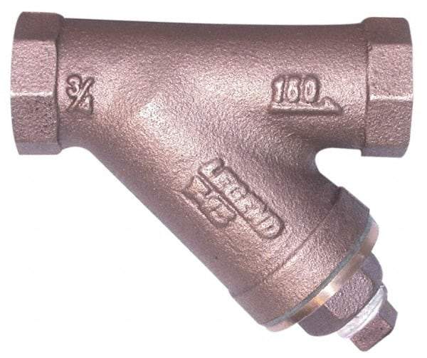 Legend Valve - 2" Pipe, Female NPT Ends, Lead Free Bronze Y-Strainer - 2 psi Pressure Rating, 300 psi WOG Rating, 150 psi WSP Rating - Exact Tool & Supply