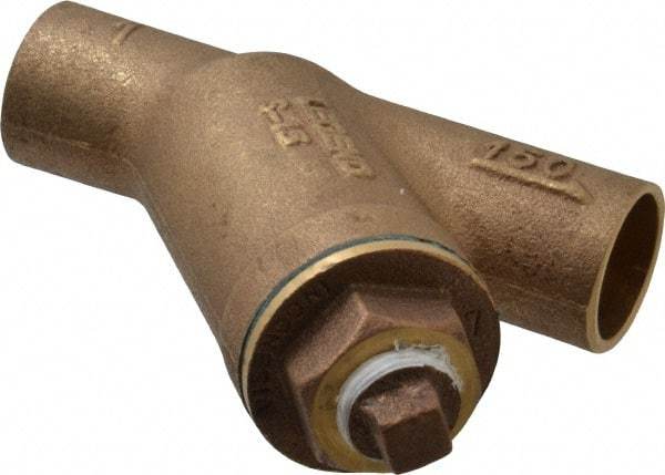 Legend Valve - 1" Pipe, Solder Ends, Bronze Y-Strainer - 300 psi WOG Rating, 150 psi WSP Rating - Exact Tool & Supply