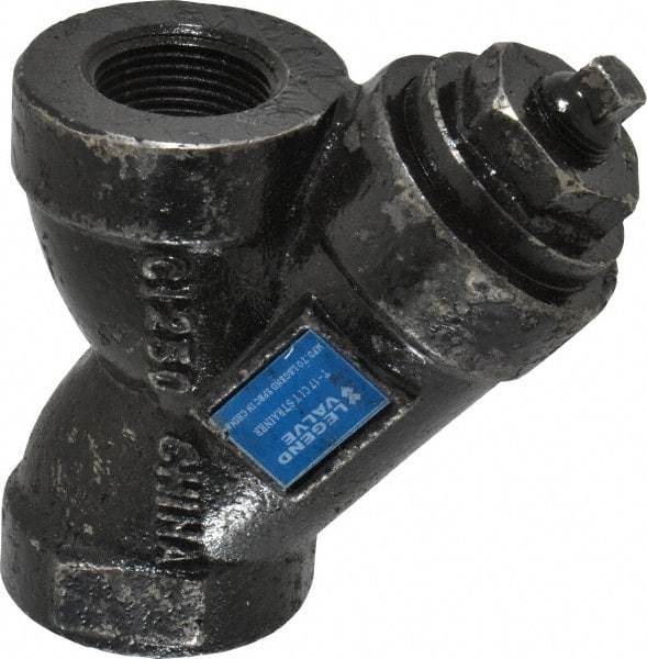 Legend Valve - 1" Pipe, FNPT Ends, Cast Iron Y-Strainer - 500 psi WOG Rating, 250 psi WSP Rating - Exact Tool & Supply