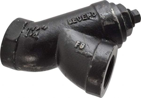 Legend Valve - 1-1/4" Pipe, FNPT Ends, Cast Iron Y-Strainer - 500 psi WOG Rating, 250 psi WSP Rating - Exact Tool & Supply