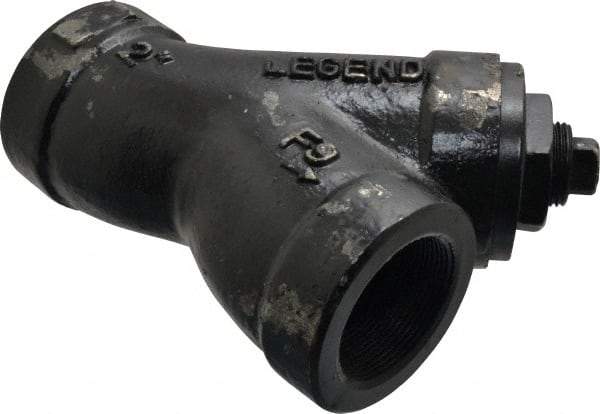 Legend Valve - 2" Pipe, FNPT Ends, Cast Iron Y-Strainer - 500 psi WOG Rating, 250 psi WSP Rating - Exact Tool & Supply