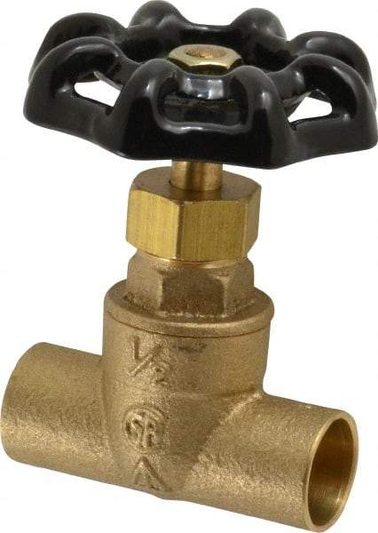 Legend Valve - 1/2" Pipe, 125 psi WOG Rating, Brass, Stop Valve - Handwheel Handle, Soldered x Soldered End Connections - Exact Tool & Supply