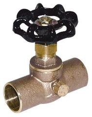 Legend Valve - 1/2" Pipe, 125 psi WOG Rating, Lead Free Brass Stop & Waste Valve - Handwheel Handle, C x C Sweat End Connections - Exact Tool & Supply