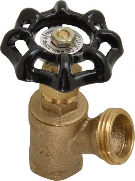 Legend Valve - 1/2 Inch Pipe, Brass, FNPT x GHT End Connection, Boiler Drain Valve - 125 psi WOG Rating, Handwheel Handle - Exact Tool & Supply