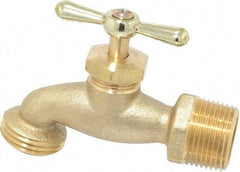 Legend Valve - 3/4" Pipe, 125 psi WOG Rating, Brass Hose Bibb, Stop Valve - Tee Handle, MNPT x GHT End Connections - Exact Tool & Supply