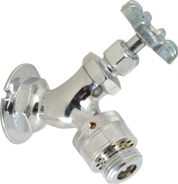 Legend Valve - 3/4" Pipe, Chrome Plated Brass Sillcock with Vacuum Breaker - Handwheel Handle, FNPT x GHT End Connections, 125 psi WOG Rating - Exact Tool & Supply
