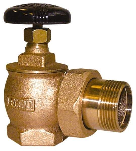 Legend Valve - 1-1/4" Pipe, 60 psi WOG Rating, FNPT x Male Union End Connections, Handwheel Steam Angle Radiator Valve - 15 psi Steam Pressure Rating, Bronze - Exact Tool & Supply