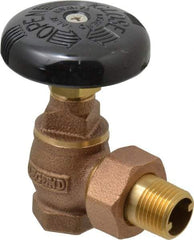 Legend Valve - 1/2" Pipe, 60 psi WOG Rating, FNPT x Male Union End Connections, Handwheel Steam Angle Radiator Valve - 15 psi Steam Pressure Rating, Bronze - Exact Tool & Supply