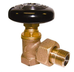 Legend Valve - 1/2" Pipe, 60 psi WOG Rating, FNPT x Male Union End Connections, Handwheel Hot Water Angle Radiator Valve - Bronze - Exact Tool & Supply