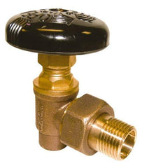 Legend Valve - 1/2" Pipe, 60 psi WOG Rating, Soldered x Male Union End Connections, Handwheel Hot Water Angle Radiator Valve - Bronze - Exact Tool & Supply