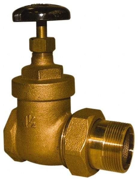 Legend Valve - 1-1/4" Pipe, 200 psi WOG Rating, FNPT x Male Union End Connections, Handwheel Steam Gate Radiator Valve - 125 psi Steam Pressure Rating, Bronze - Exact Tool & Supply