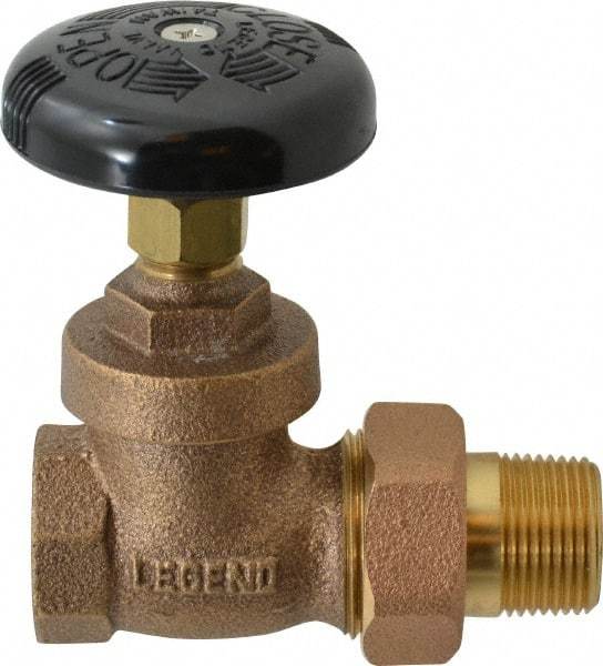 Legend Valve - 3/4" Pipe, 200 psi WOG Rating, FNPT x Male Union End Connections, Handwheel Steam Gate Radiator Valve - 125 psi Steam Pressure Rating, Bronze - Exact Tool & Supply