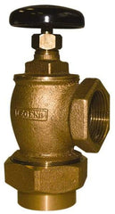 Legend Valve - 1-1/4" Pipe, 60 psi WOG Rating, Female Union x FNPT End Connections, Handwheel Convector Steam Angle Radiator Valve - 15 psi Steam Pressure Rating, Bronze - Exact Tool & Supply
