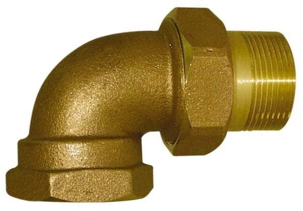Legend Valve - 1/2" Pipe, 60 psi WOG Rating, FNPT x Male Union End Connections, Union Elbow Radiator Valve - 15 psi Steam Pressure Rating, Bronze - Exact Tool & Supply