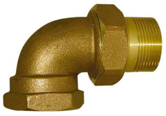 Legend Valve - 1/2" Pipe, 60 psi WOG Rating, FNPT x Male Union End Connections, Union Elbow Radiator Valve - 15 psi Steam Pressure Rating, Bronze - Exact Tool & Supply