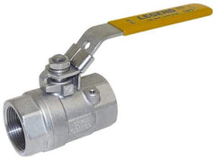 Legend Valve - 1-1/4" Pipe, Large Port, Stainless Steel Standard Ball Valve - 2 Piece, Inline - One Way Flow, FNPT x FNPT Ends, Locking Lever Handle, 1,500 WOG, 150 WSP - Exact Tool & Supply