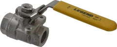 Legend Valve - 3/8" Pipe, Large Port, Stainless Steel Standard Ball Valve - 2 Piece, Inline - One Way Flow, FNPT x FNPT Ends, Locking Lever Handle, 2,000 WOG, 150 WSP - Exact Tool & Supply